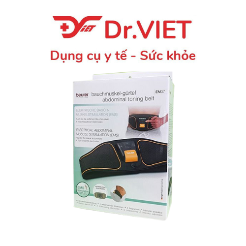 Đai Massage Bụng Xung Kích Điện Beurer EM37 – Công Nghệ EMS Chuẩn Đức, Hỗ Trợ Săn Chắc Cơ – Giảm Mỏi – Thư Giãn, 5 Chương Trình Tập Thông Minh, 4 Điện Cực Tiếp Xúc Bằng Nước, Đai Thoáng Khí, Phù Hợp Mọi Đối Tượng Tập Luyện Và Phục Hồi Cơ Bụng