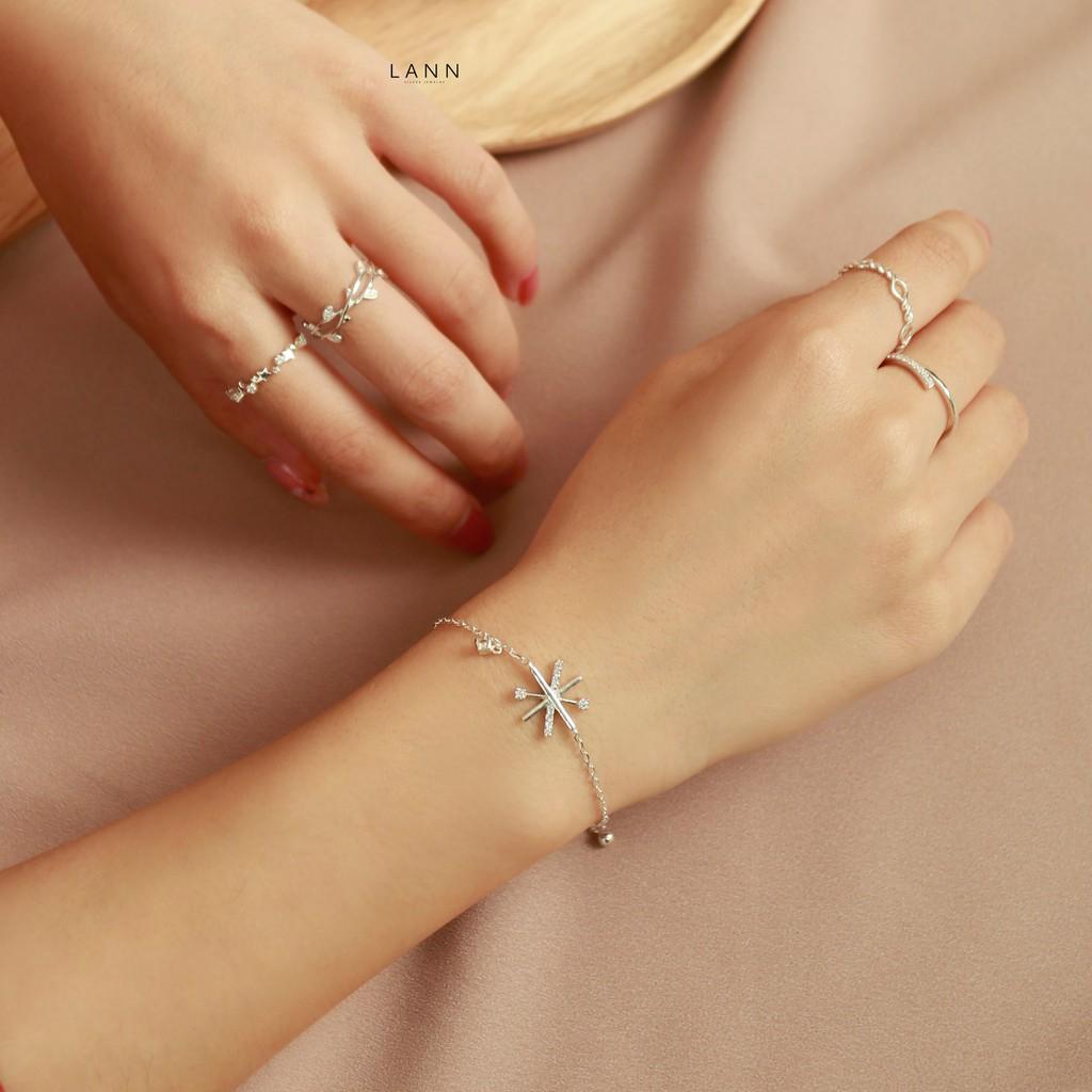 Lắc Tay Hoa Tuyết Nối 1 Đá Vuông S925 LANN