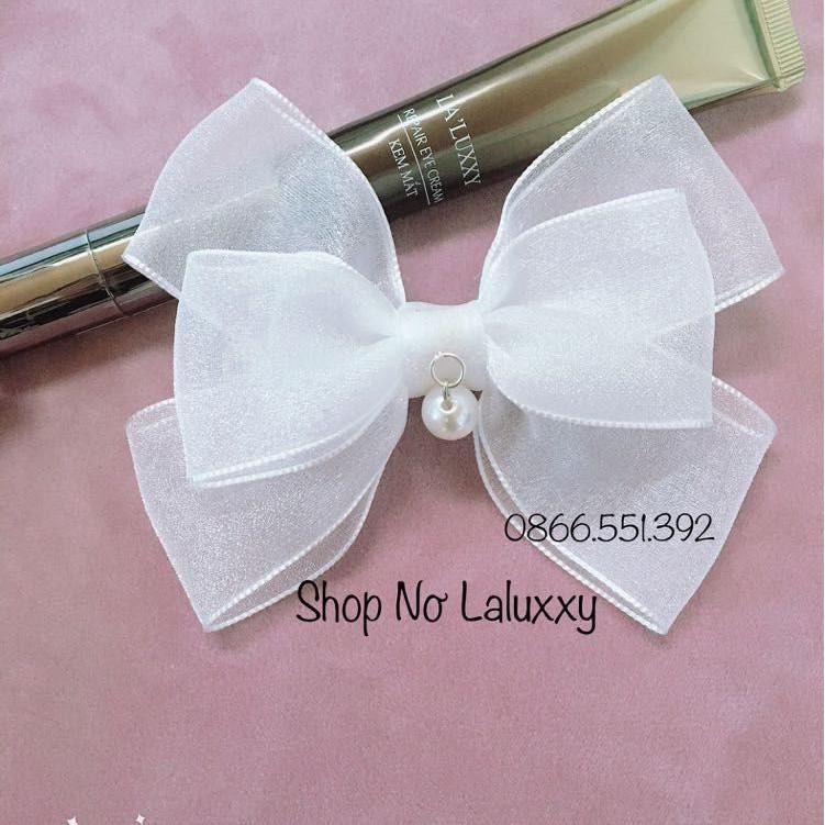 Kẹp Tóc Nơ Voan Cao Cấp Lấp Lánh Bản To