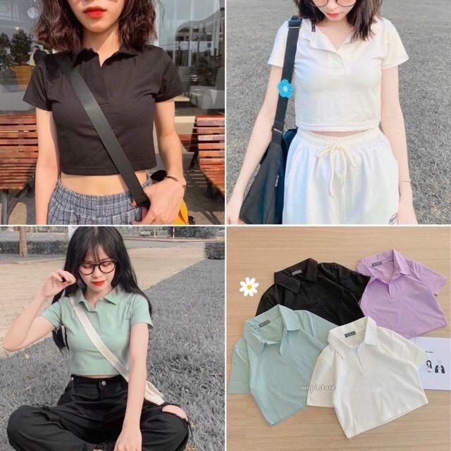 Áo Croptop cổ bẻ siêu xinh