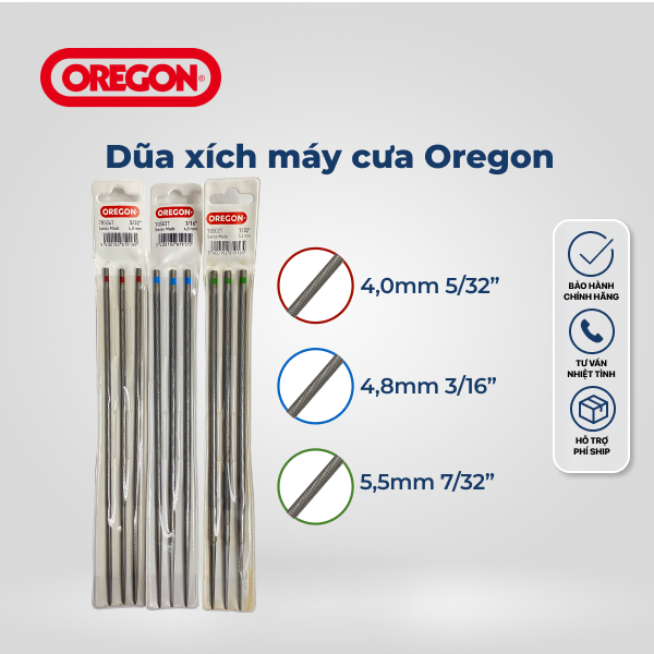 Dũa xích máy cưa Oregon 4.0mm 4.8mm 5.5mm - đủ kích cỡ