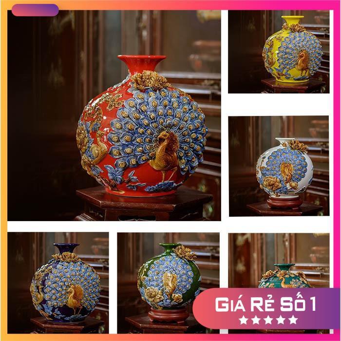 Tổng hợp Bình hút lộc, lọ hoa hút lộc vinh hoa phú quý gốm sứ bát tràng 22cm