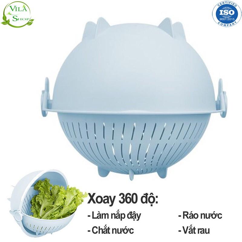 Thau Rổ Nhựa, Bộ Thau Rổ Xoay Đa Năng Yoko 28 cm, Chính Hãng Inochi Nhựa PP Nguyên Sinh - Kháng Khẩu - Khử Mùi