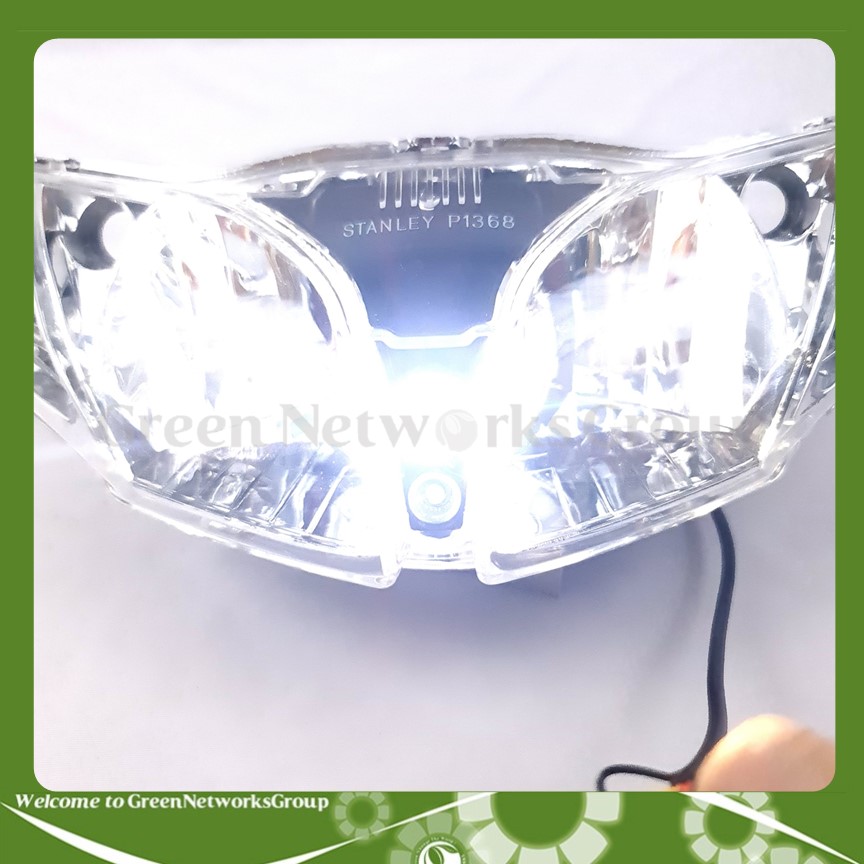 Bộ đèn pha bi cầu mắt cú dành cho xe Jupiter MX ( 4 chế độ ) chớp trắng , cos pha trắng , led màu Green Networks Group
