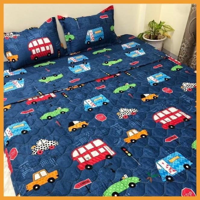 Set 4 Món Chăn Hè Trần Bông Ga Gối Poly Cotton Nhiều Mẫu