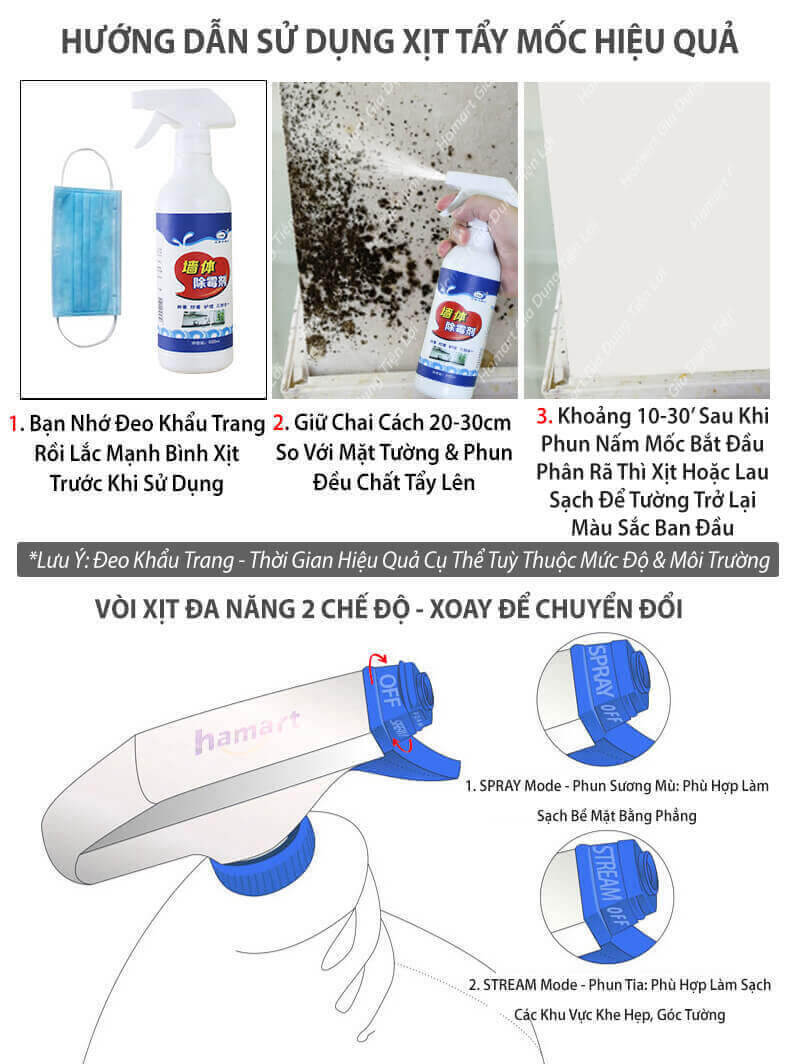Chai Xịt Tẩy Mốc Tường Nhà 500ml LKB Tẩy Sạch Nấm Mốc Hiệu Quả Tiện Lợi Hàng Chính Hãng