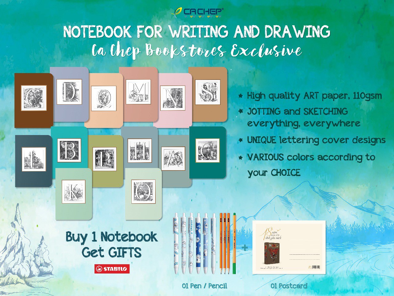 Sổ tay viết và vẽ - Notebook for writing and drawing - Cá Chép