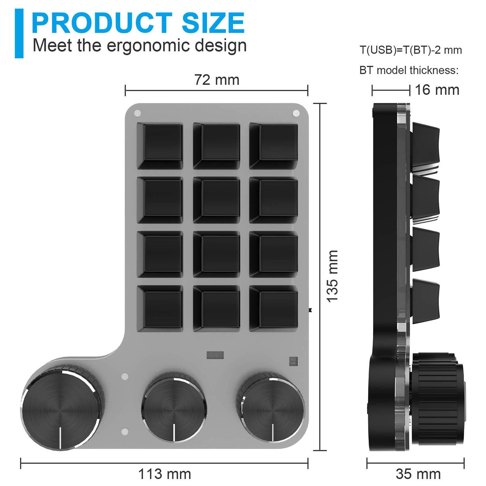 Portable Digital Keyboard Wireless 9 Keys 3 Knob Number Pad RGB for PC