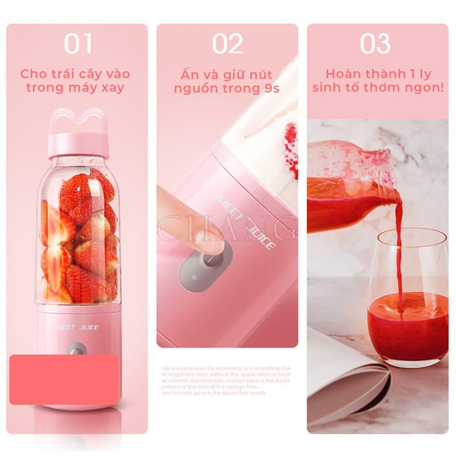 Máy Xay Sinh Tố Đa Năng Meet Juice - Máy Xay Hoa Quả Mini Cầm Tay Cực Mạnh và An Toàn