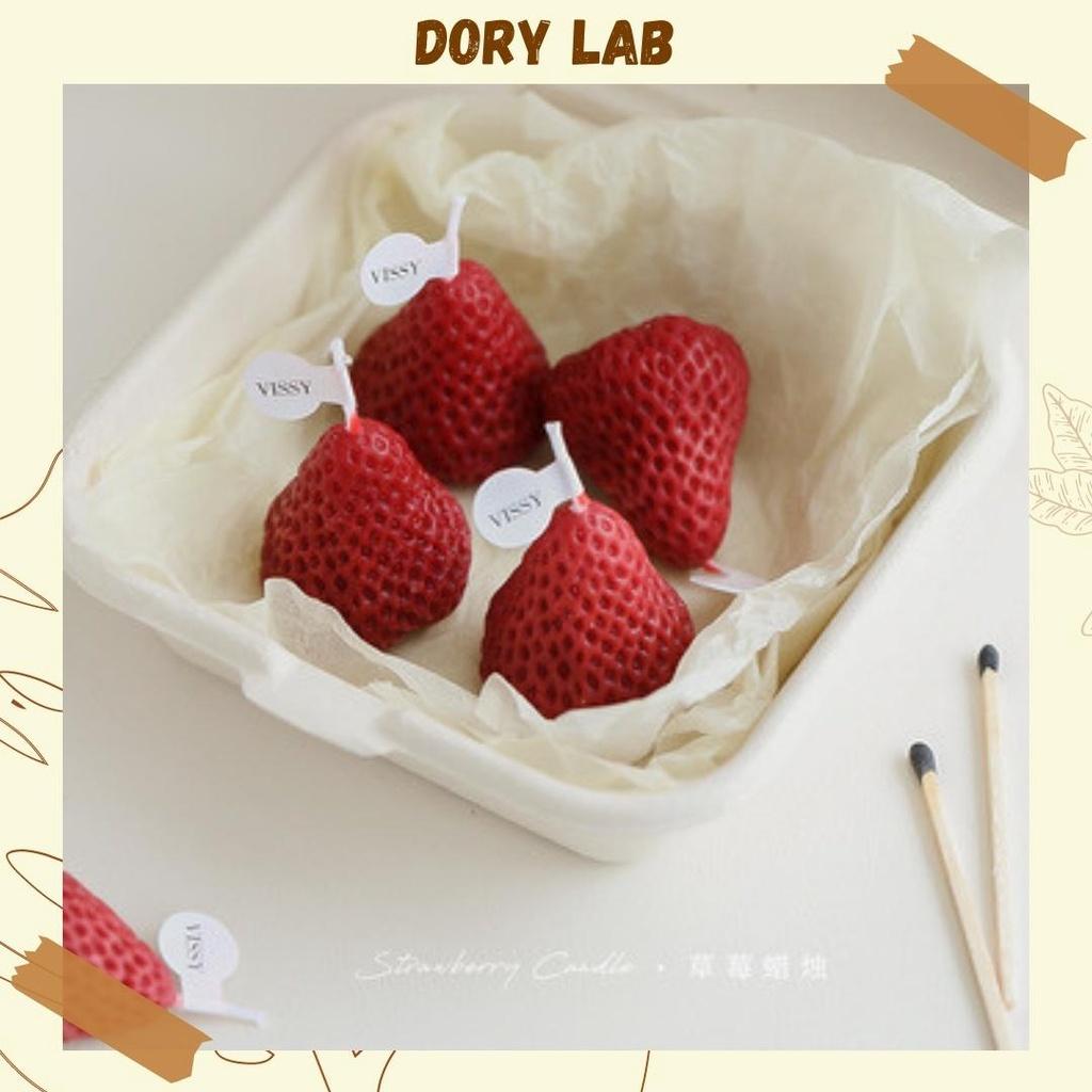 Nến Thơm Dâu Tây Handmade Không Khói, Phụ Kiện Decor - Dory Lab