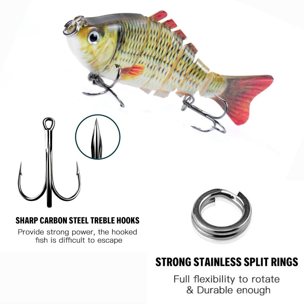 Mồi câu cá cứng nhân tạo 3D Lure VIB với thiết kế 7 đoạn chất liệu ABS bền.