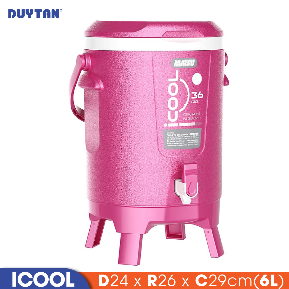 Bình đá giữ nhiệt nhựa Duy Tân Icool 6 lít - 05264 - Hàng chính hãng