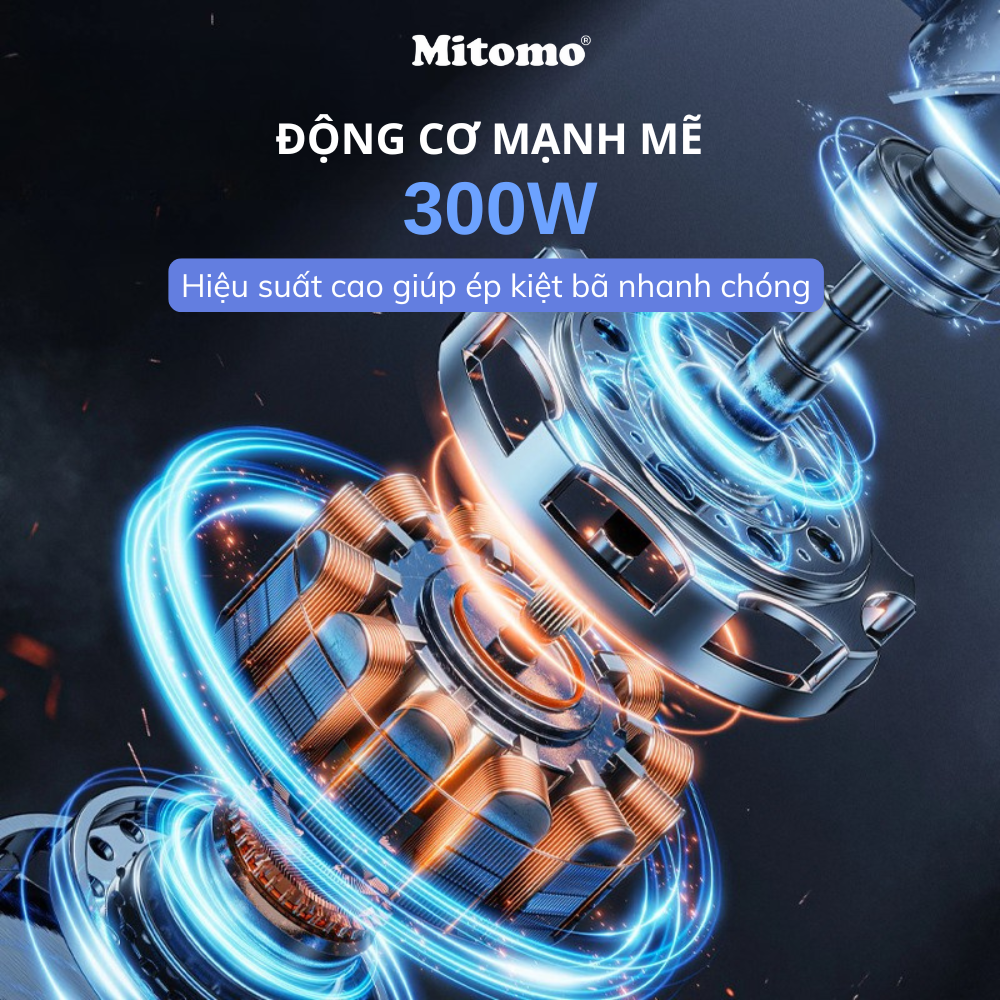 Máy Ép Chậm, Máy Ép Trái Cây Công Nghiệp Mitomo KJ3081 Kiệt Bã - Hàng Chính Hãng Bảo Hành 3 Năm