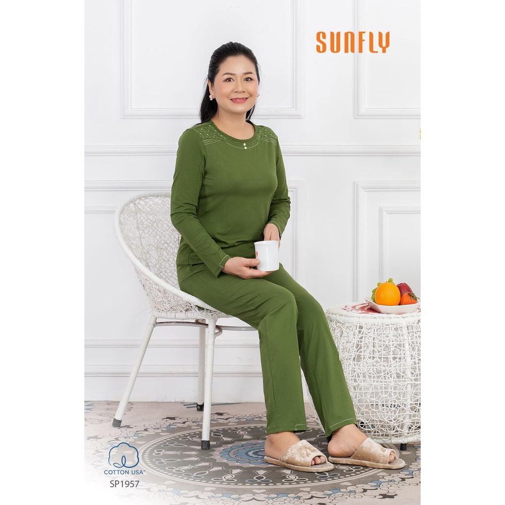 SP1957 ĐỒ BỘ MẶC NHÀ COTTON ÁO DÀI QUẦN DÀI