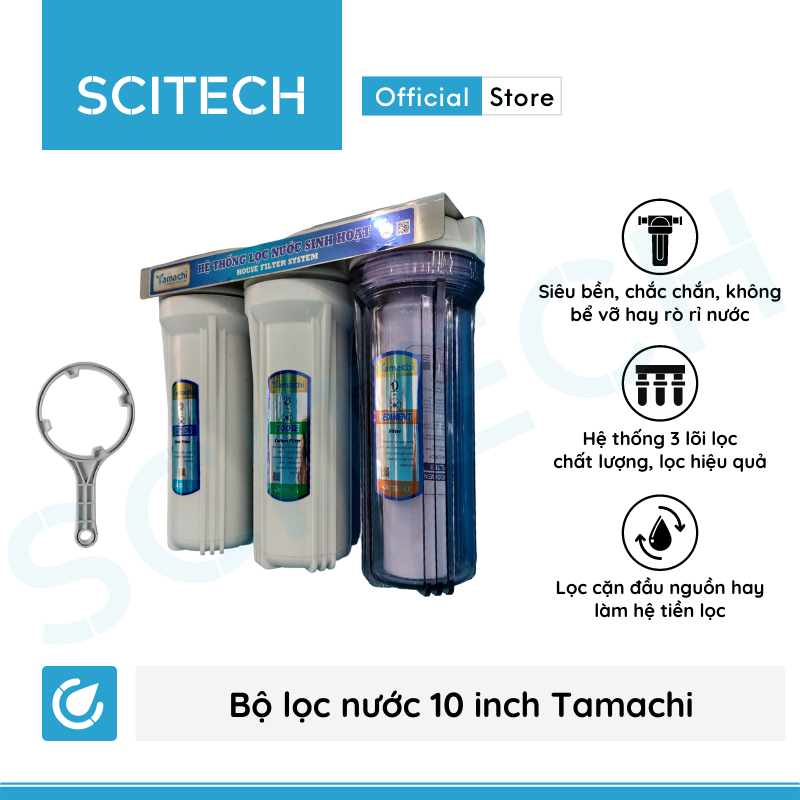 Bộ lọc nước sinh hoạt, bộ ba lọc thô 10 inch Tamachi by Scitech - Hàng chính hãng