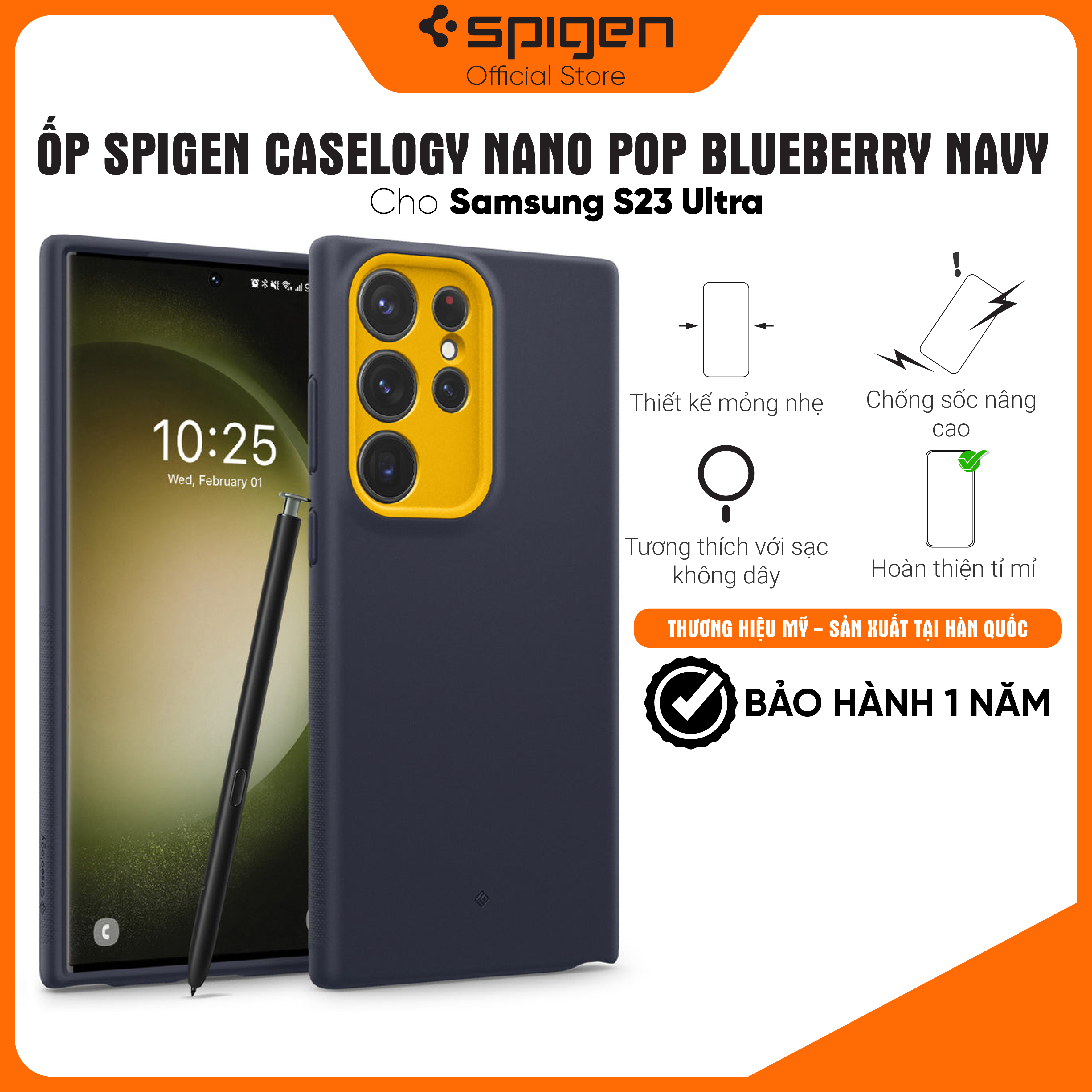 Hình ảnh Ốp lưng Spigen Caselogy Nano Pop cho Samsung Galaxy S23 Ultra - Thiết kế mòng nhẹ, chống sốc, chống bẩn, viền camera cao - Hàng chính hãng