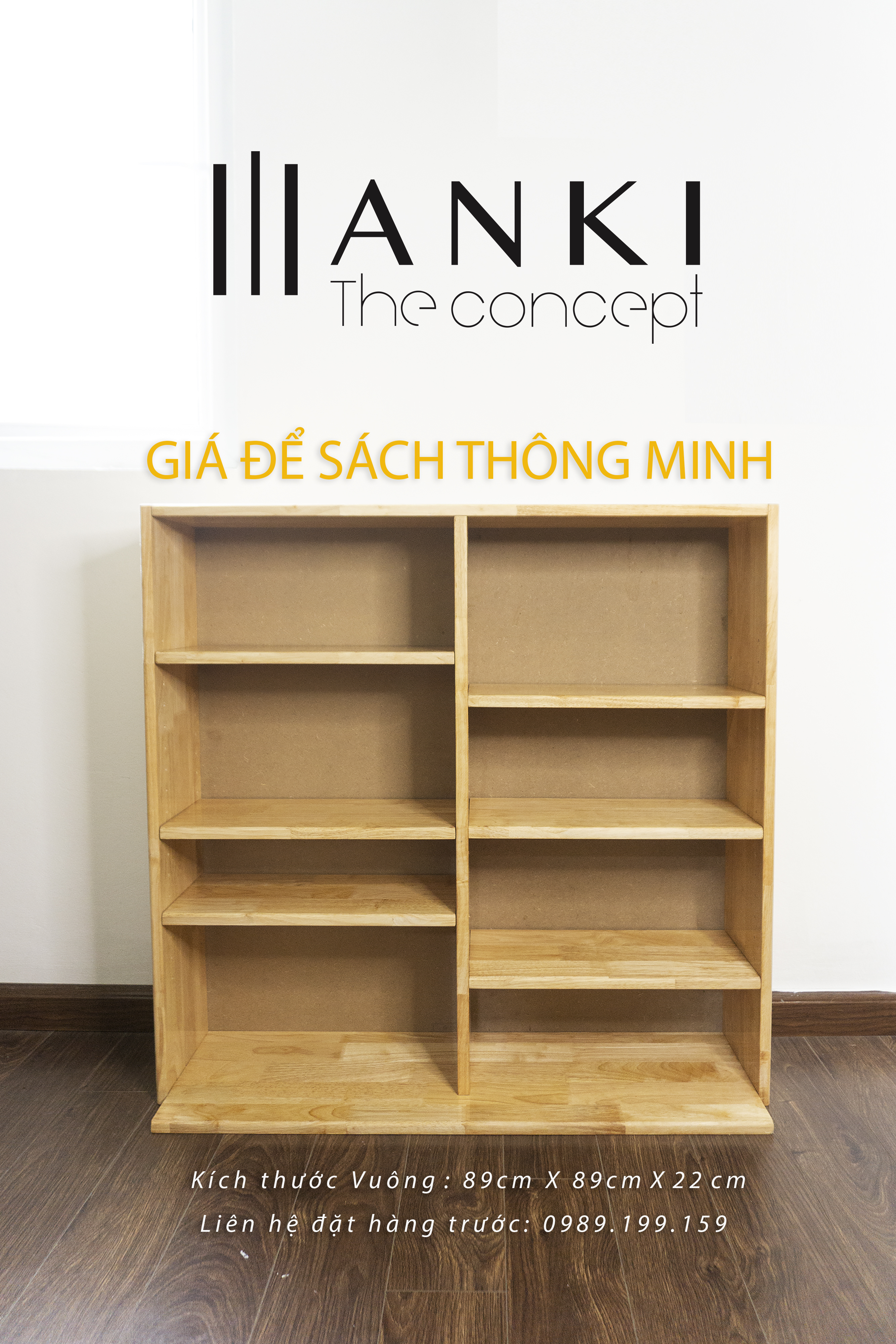 Kệ sách gỗ lắp ghép thông minh Manki