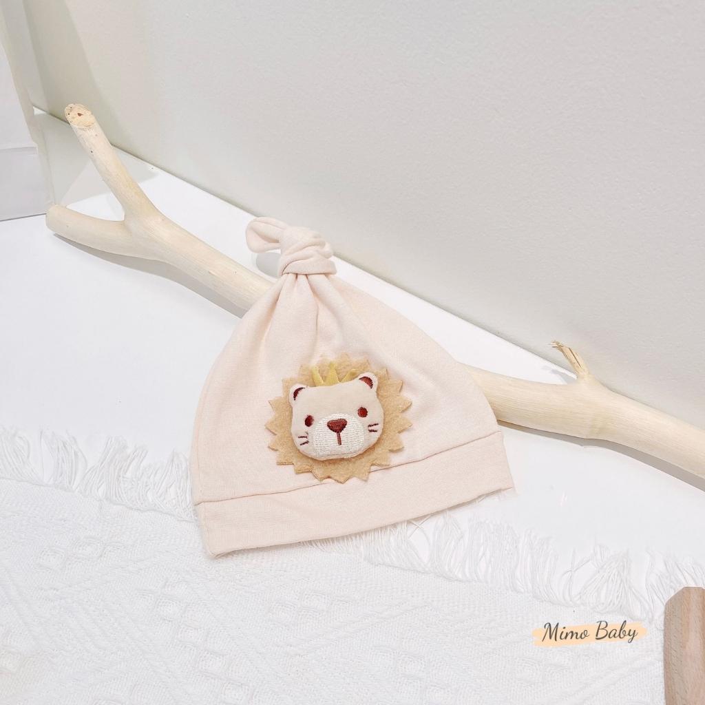 Mũ cotton thắt nút hình sư tử, hình hổ đáng yêu cho bé sơ sinh 5-9kg Mimo baby MD27