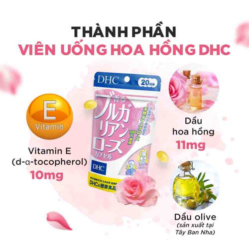 Viên Uống Thơm cơ thể Hương Hoa Hồng DHC Bulgarian Rose Capsule