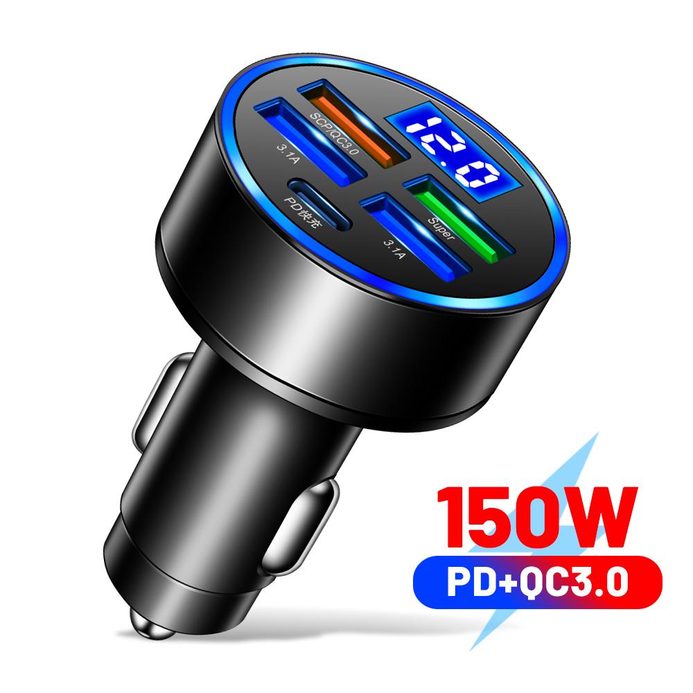 5 cổng Bộ điều hợp phích cắm tự động Sạc LED Digital Digital 15W Sạc nhanh PD USB C với phát hiện điện áp cho máy tính bảng điện thoại di động