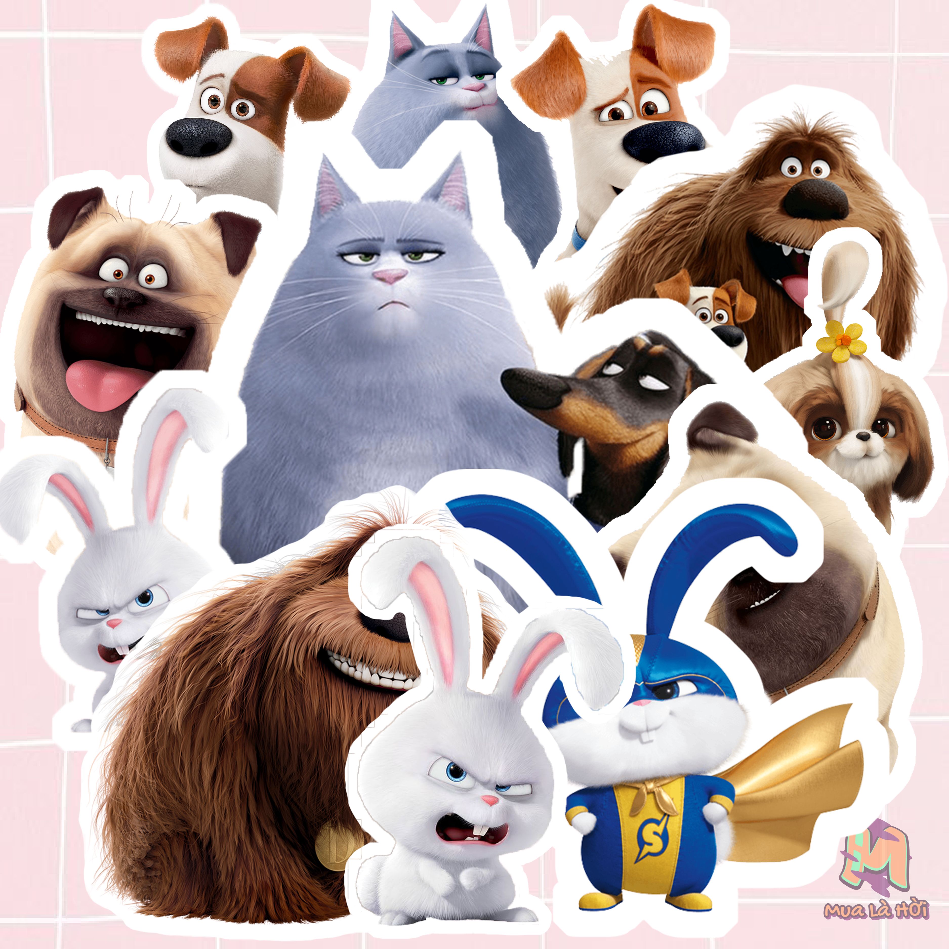 Miếng dán Stickers chủ đề The secret life of pets