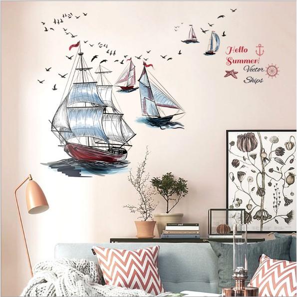 Decal trang trí tường - Thuyền Buồm Tranh Victor