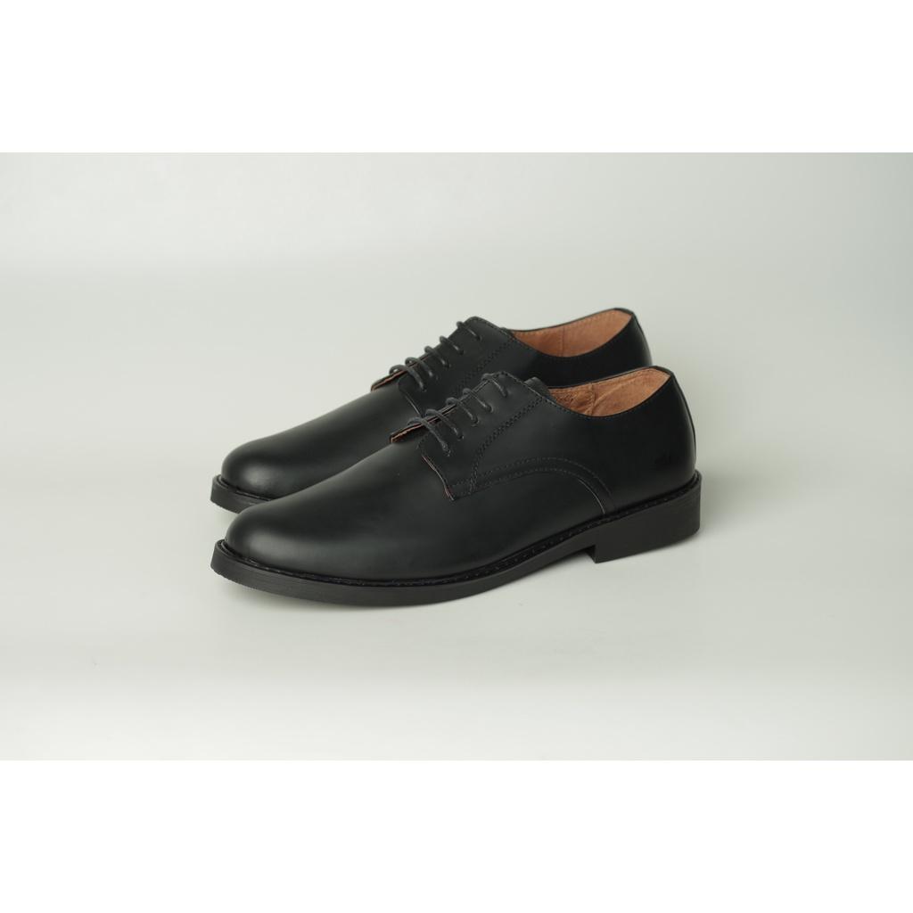 Giày Da Nam Cao Cấp, Da Bò Thật, Đế Đúc - Derby Brother Plain Toe GO Black - Cổ Điển, Sang Trọng - BRC062202