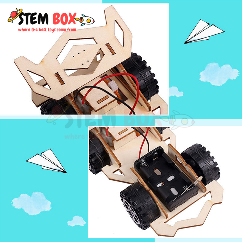 Đồ chơi khoa học tự lắp ghép mô hình xe đua chạy bằng pin - Trò chơi DIY STEM BOX