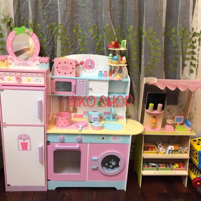 Đồ chơi bếp kèm tủ lạnh 101cm màu hồng