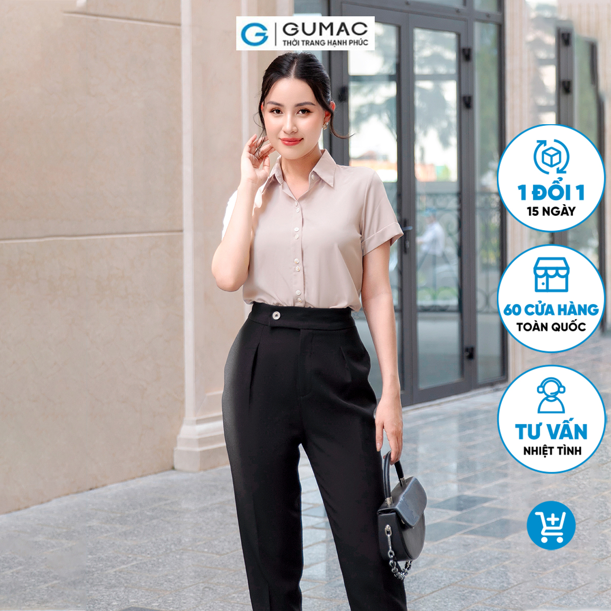 Áo sơ mi nữ lai lật vải luạ mềm mát công sở đi tiệc sang trọng thời trang GUMAC AD09011