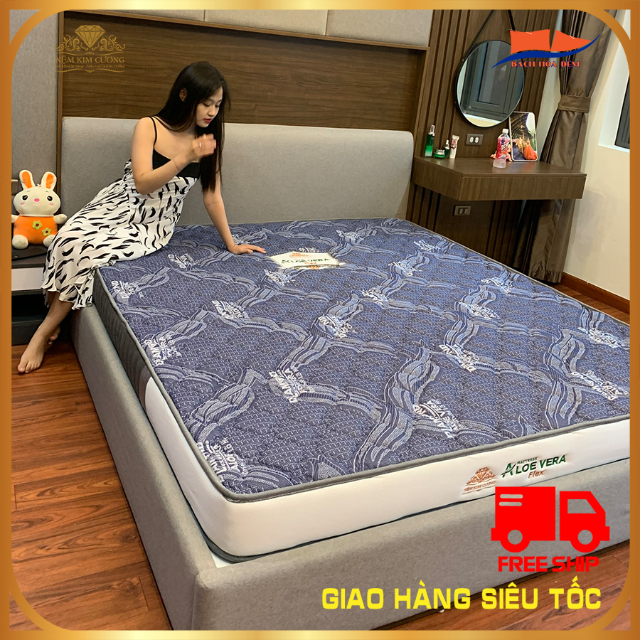 Đệm cao su non Kim Cương Aloe Vera Flex tinh chất lô hội, cao 14-17-20cm.
