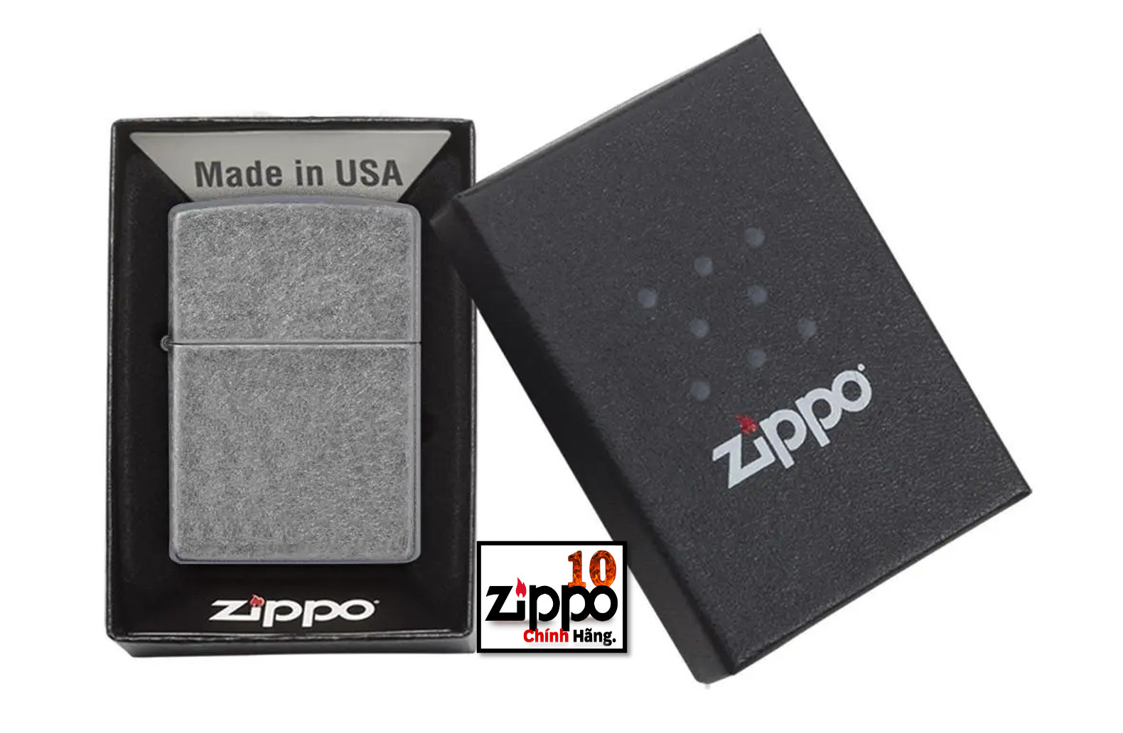 Bật lửa Zippo 121FB Antique Silver Plate - Chính hãng 100%