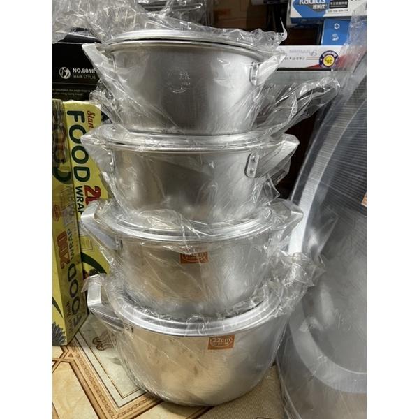 Xoong nhôm Hà Phong loại dày các size 16, 18, 20, 22, 24, 26, 28, 30 cm,… hàng đẹp