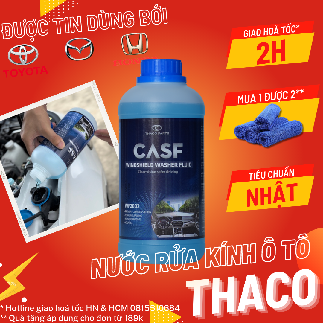 Nước rửa kính xe ô tô THACO CASF dùng cho xe TOYOTA, MAZDA, KIA - Không cần pha - Tiêu chuẩn Nhật Bản