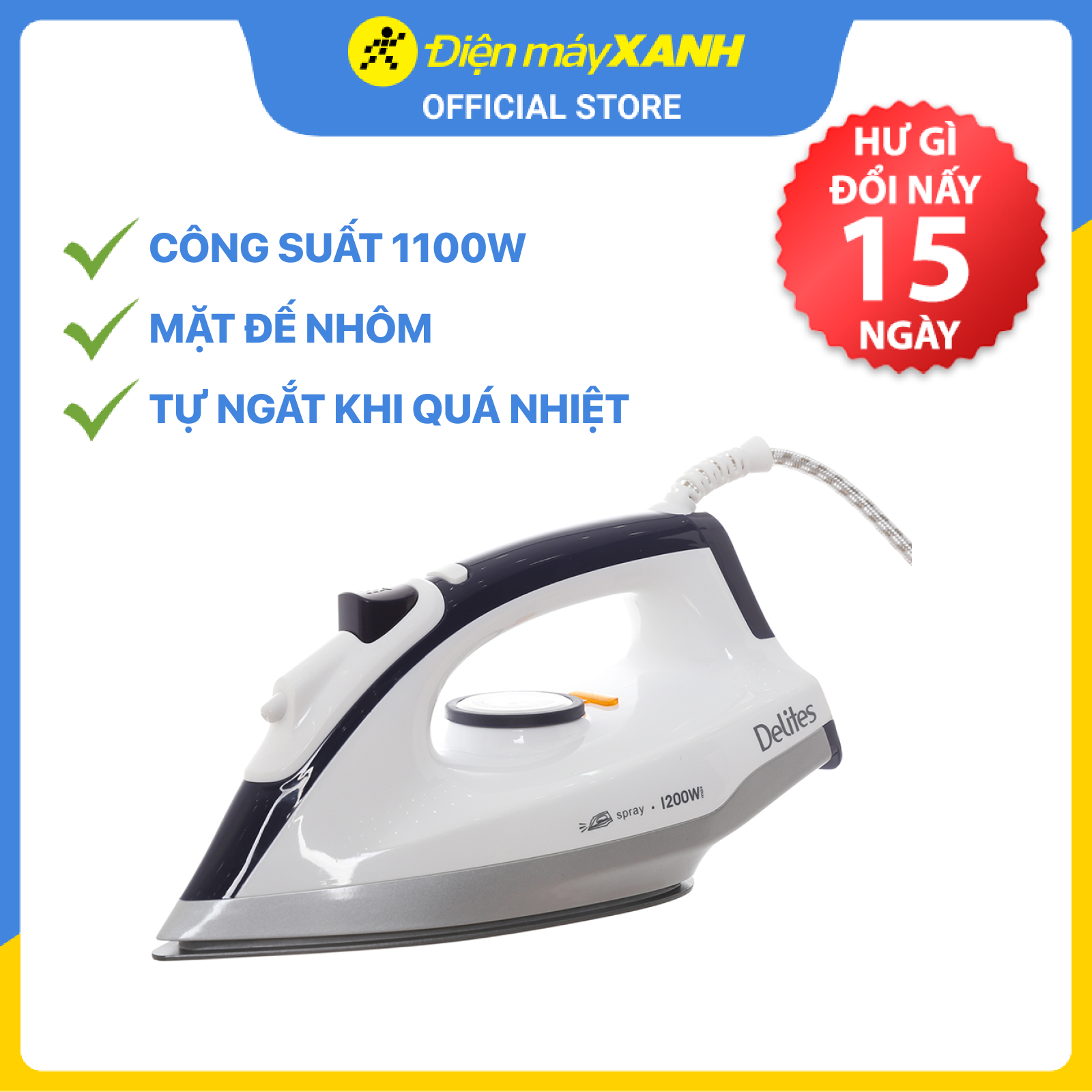 Bàn ủi khô Delites BUK01 Màu tím - Hàng chính hãng