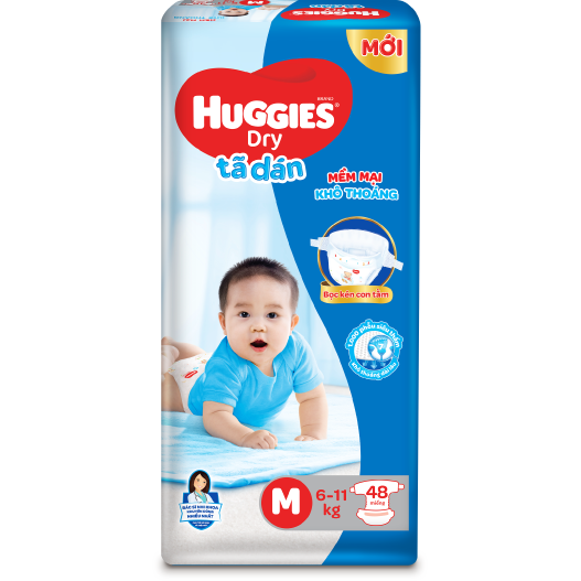 Tã Dán Huggies Dry Gói Đại M48 (48 Miếng) - Bao Bì Mới