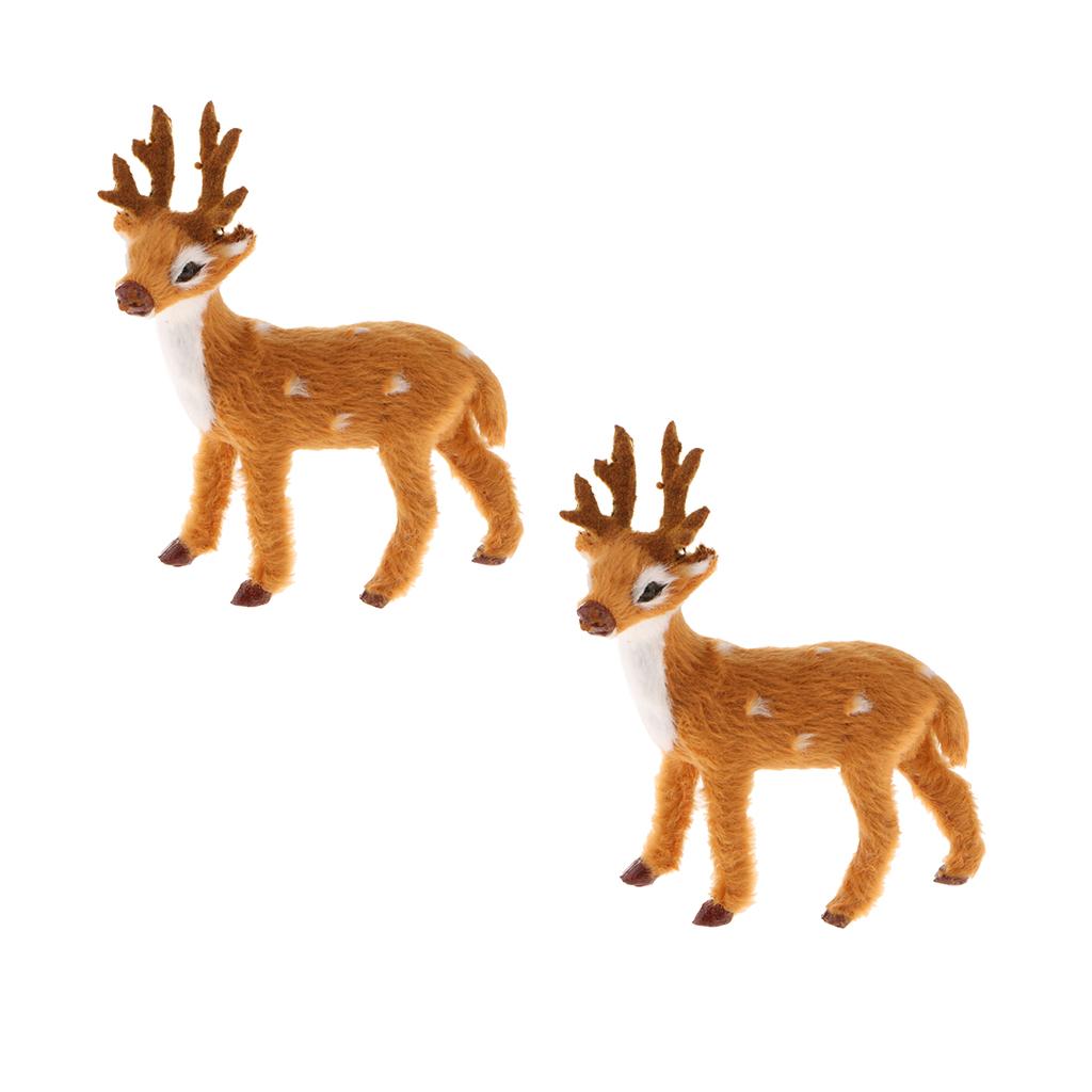 2 Miếng Thu Nhỏ Thực Tế Hươu Hình Tượng Mô Hình Nhà Quà Tặng Trang Trí Vật Trang Trí