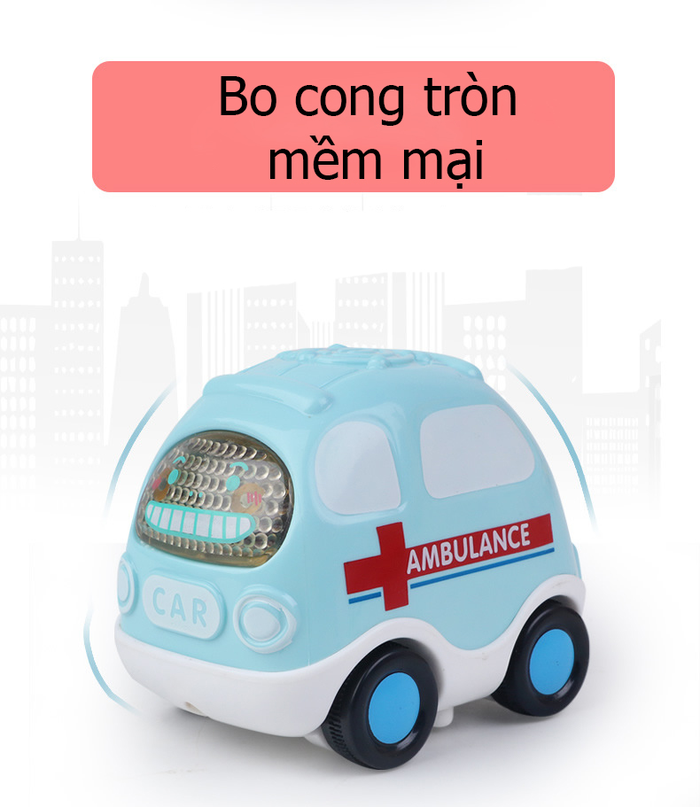 Xe ô tô đồ chơi cho bé KAVY NO.8807 chạy đà quán tính mô tả xe cảnh sát, cứu hỏa, taxi, bus đẹp dễ thương