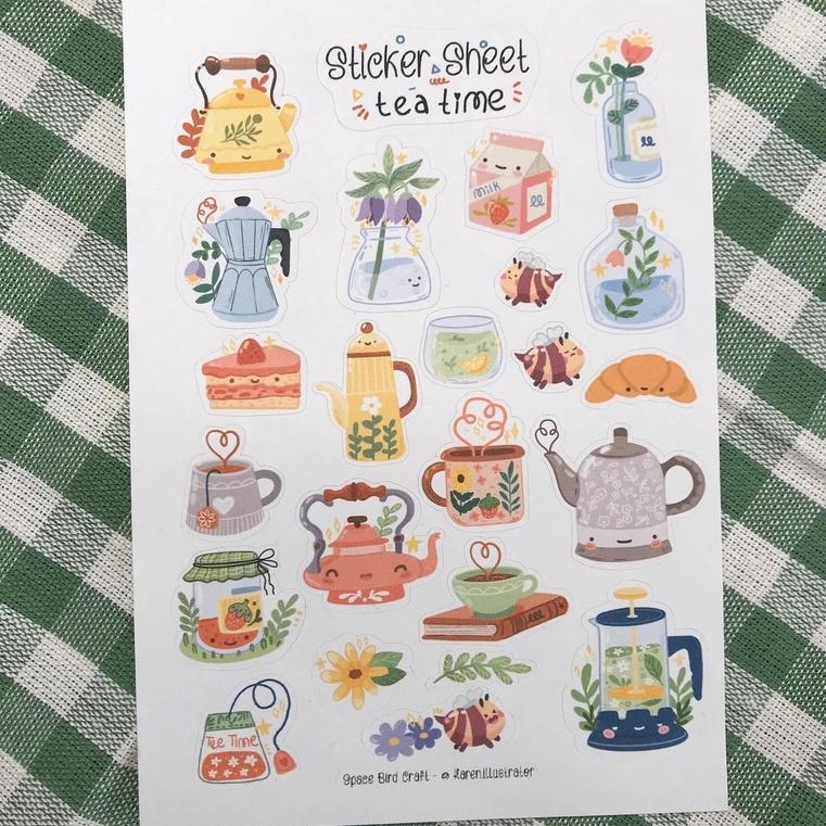 Sticker sheet tea time - chuyên dán, trang trí sổ nhật kí, sổ tay | Bullet journal sticker - unim005