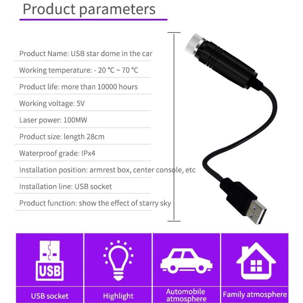 Đèn Led Bầu Trời Sao Chiếu Trần Nhà Trần Xe ô Tô Cắm Cổng USB Trang Trí Phòng Ngủ