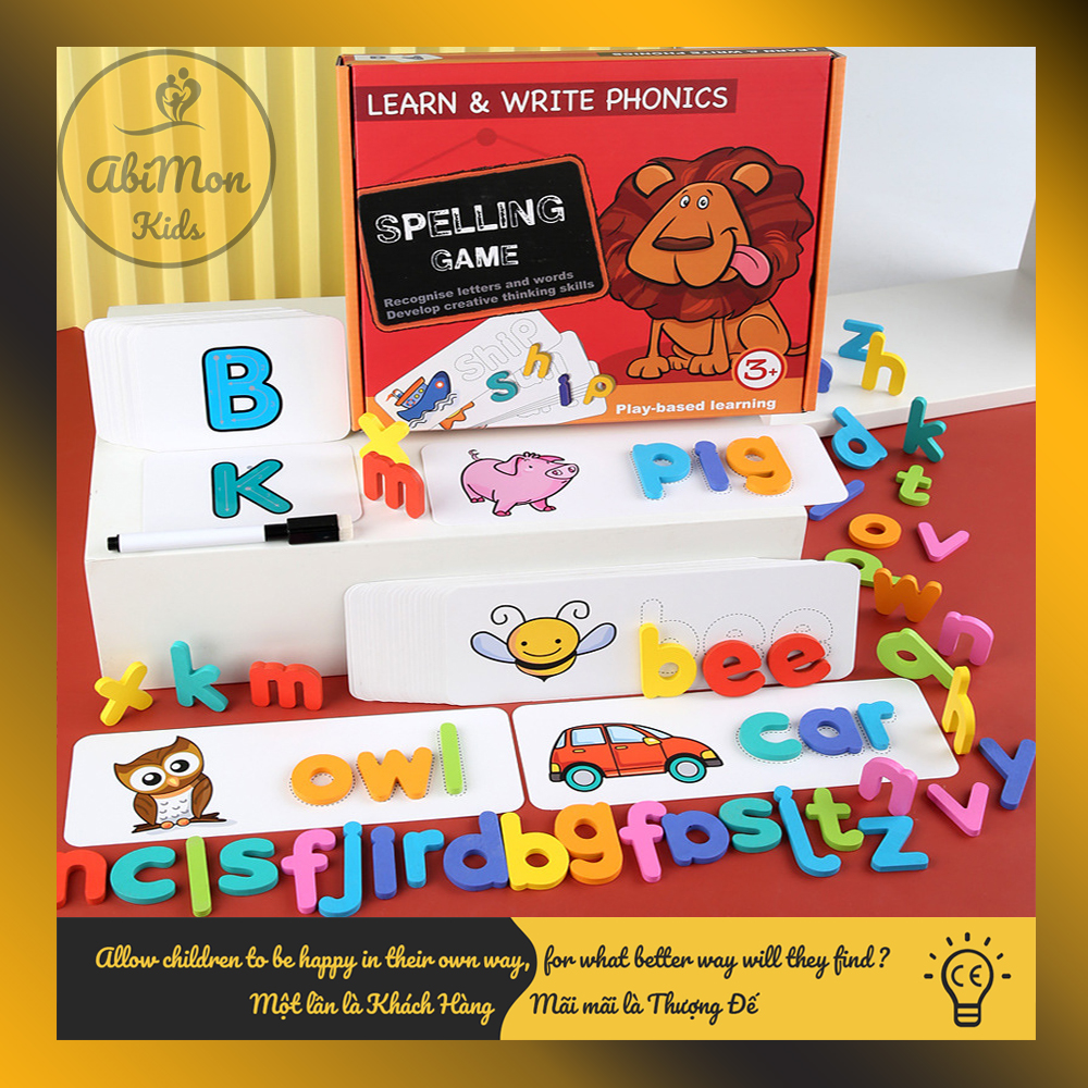 Spelling Game - Bộ Ghép Chữ Tiếng Anh Cho Bé || Montessori cao cấp || Đồ chơi Gỗ - Giáo dục - An toàn - Thông minh