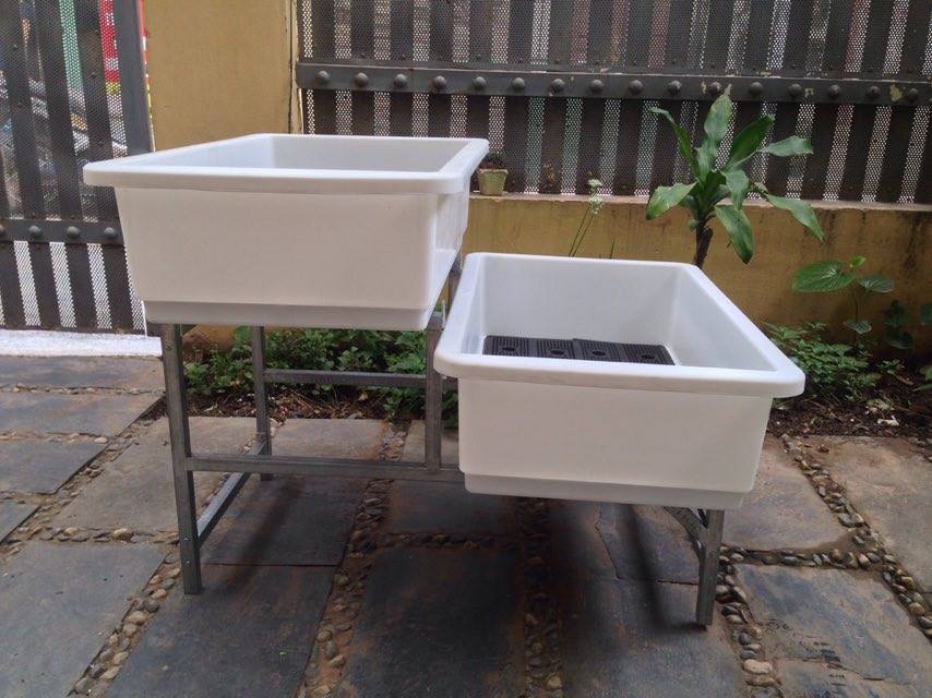 Kệ Trồng Rau Bậc Thang 2 Tầng Kẽm Thấp - Không Chậu