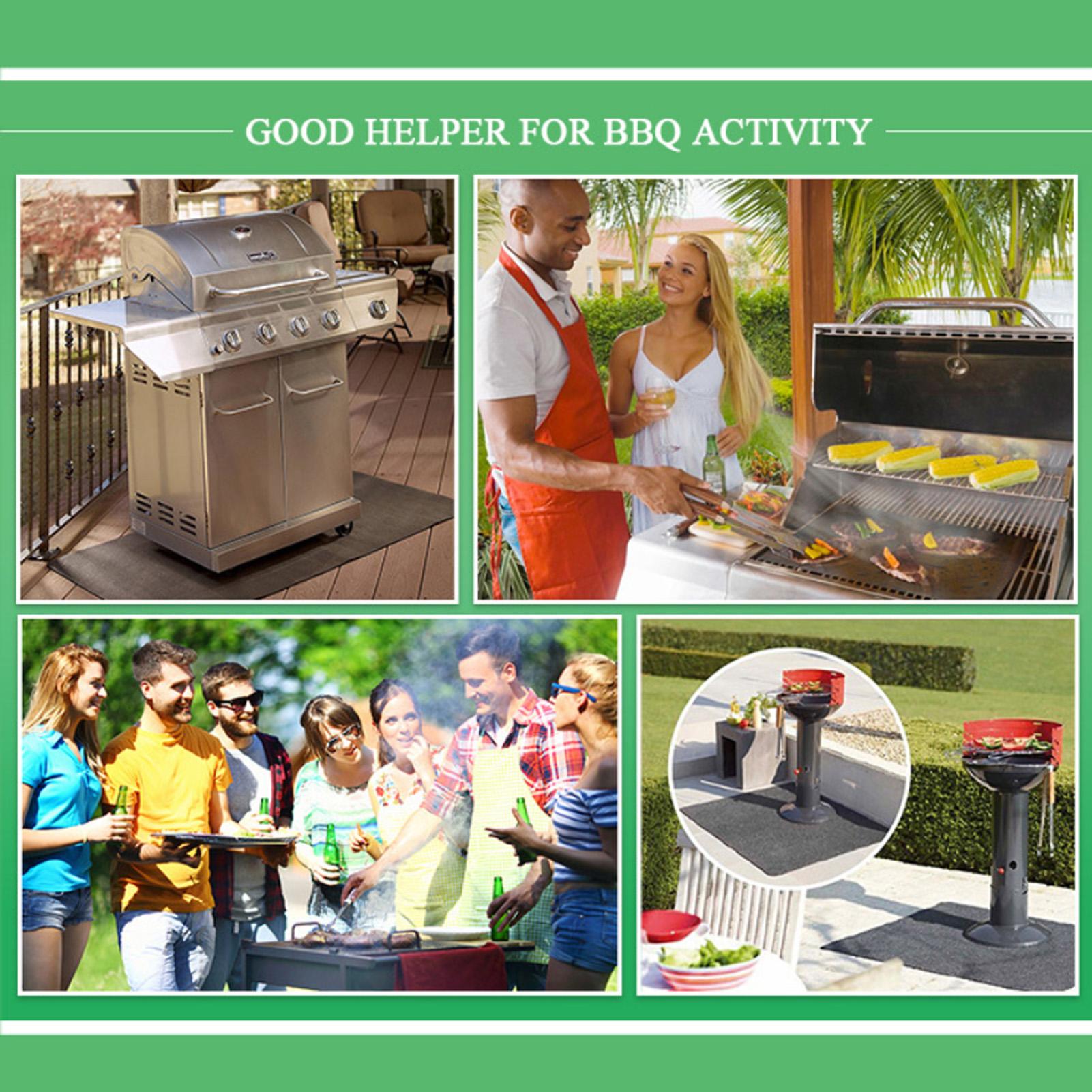 Lớp lót Fireproof ngoài trời màu đen tái sử dụng có thể chịu nhiệt độ cao dùng để kê lò BBQ, cắm trại ngoài trời