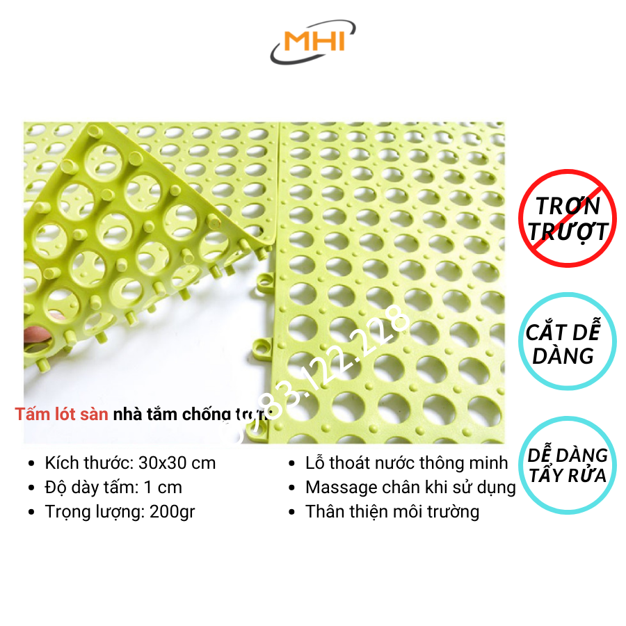 Thảm nhựa lót sàn nhà vệ sinh MHI. Vỉ nhựa lót sàn chống trơn Trải Sàn Nhà Tắm/Vệ Sinh/Nhà Bếp