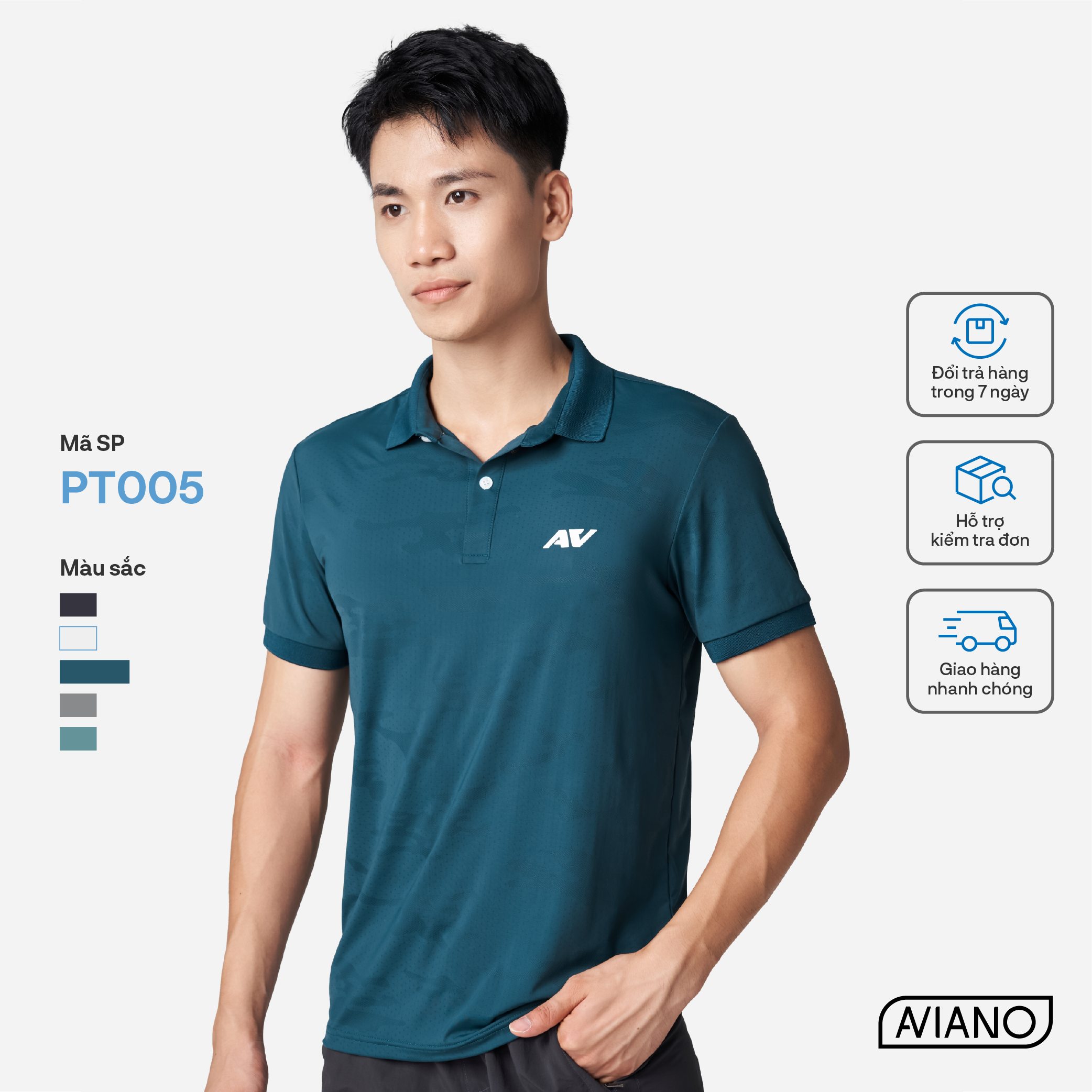 Áo Polo Thể Thao Nam Công Nghệ Microfiber Dryfit Siêu Mát AVIANO, Áo Polo Nam Chất Liệu Thoáng Khí, 5 Màu Basic