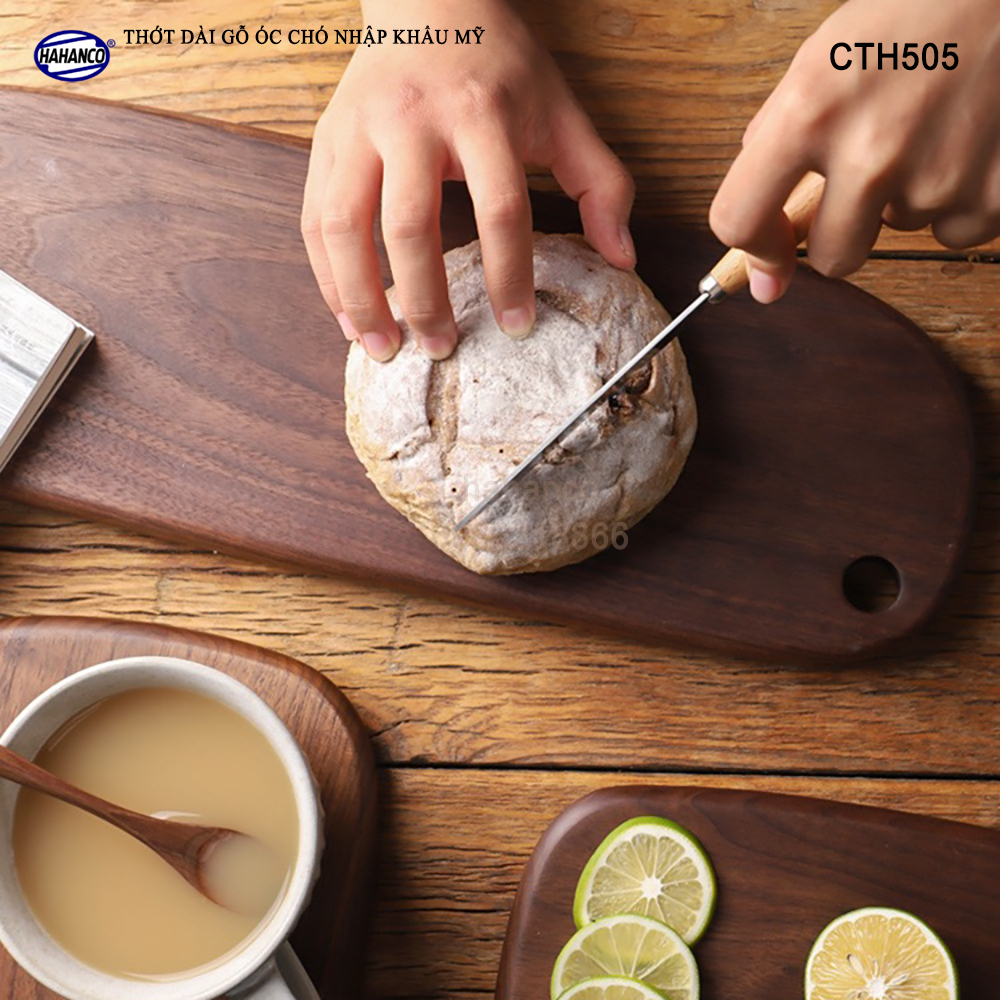Thớt gỗ óc chó nhập khẩu Mỹ liền khối trang trí bàn ăn/ khay bánh mì/trái cây tráng miệng/bít tết/ Kê Thức Ăn Khi Thái/Pizza/Decor/chụp ảnh sản phẩm/Beef Steak- CTH505