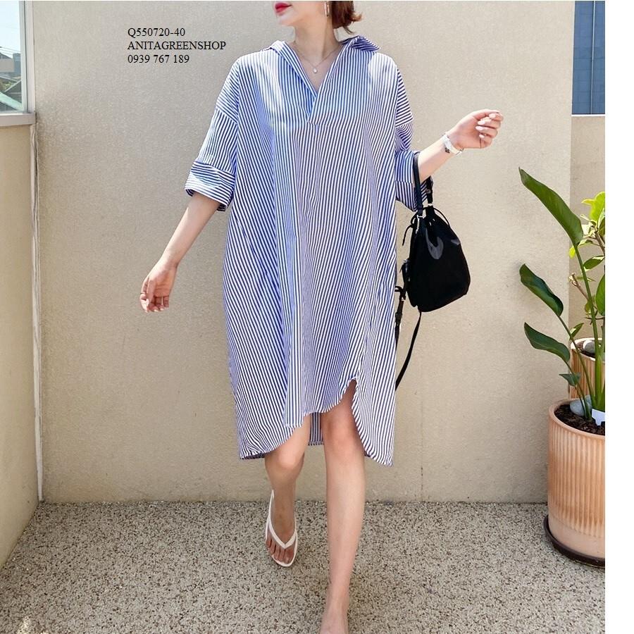 Q550720 ĐẦM SƠ MI SỌC FORM RỘNG