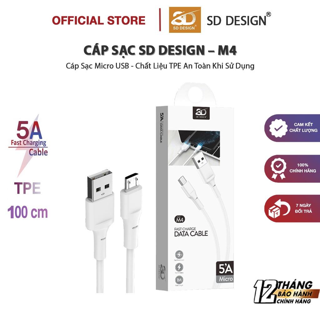 Cáp sạc Micro Usb M4 SD DESIGN Sạc ổn định, chất liệu cao cấp, dây dài 1M, bảo hành 1 đổi 1