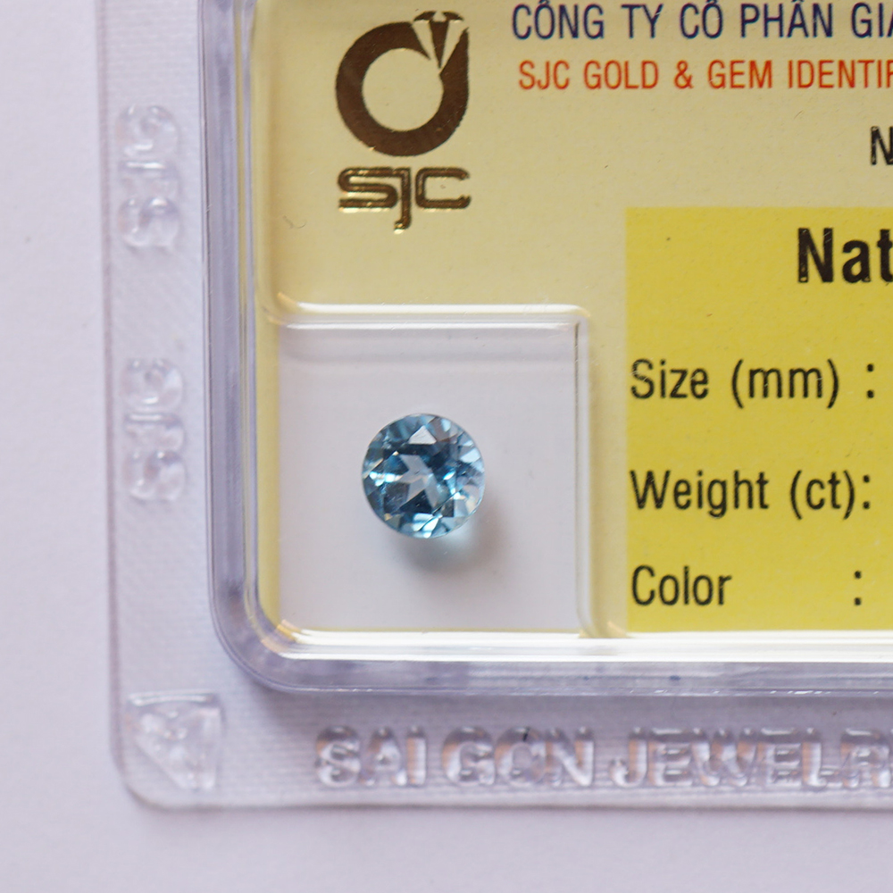 Mặt Đá Topaz Xanh Tự Nhiên Mài Giác Tròn 6 Li Tự Nhiên Kiểm Định