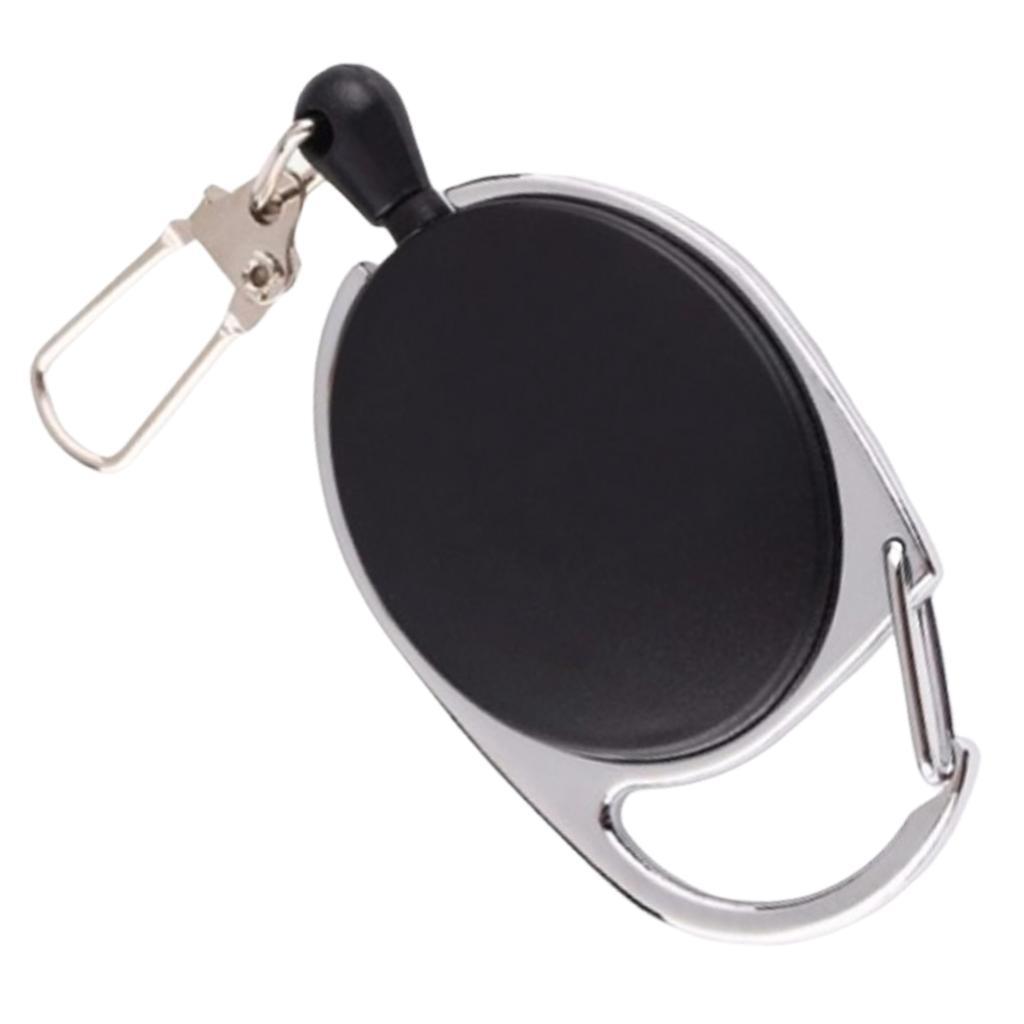 Retractable Key Chain Reel Holder Steel Recoil Ring Belt Clip Hook Carabiner